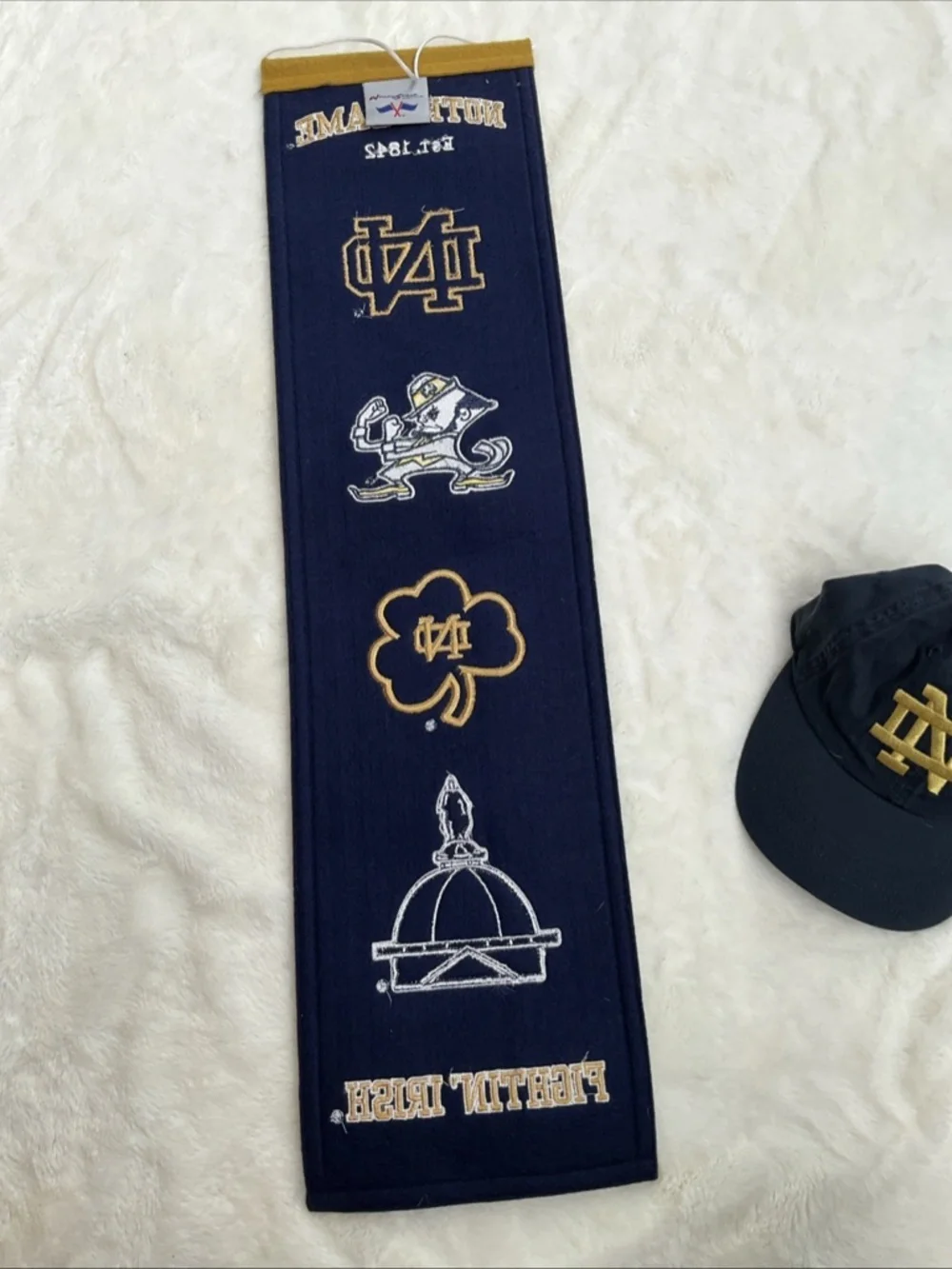 Notre Dame Fighting Irish NCAA Embroidered Heritage Banner and Cap Fan Bundle
